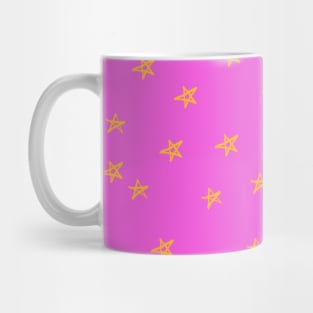 Cute Yellow and Hot Pink Star Pattern Mug